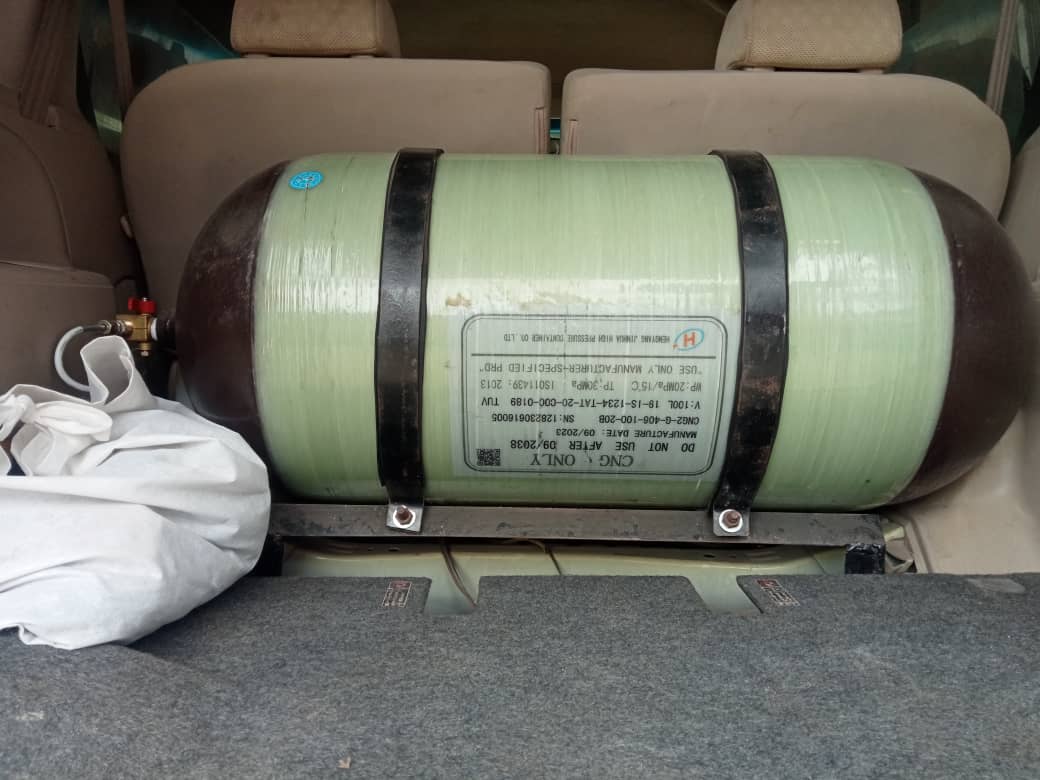 Certified CNG cylinder installed in a vehicle by Energo technicians